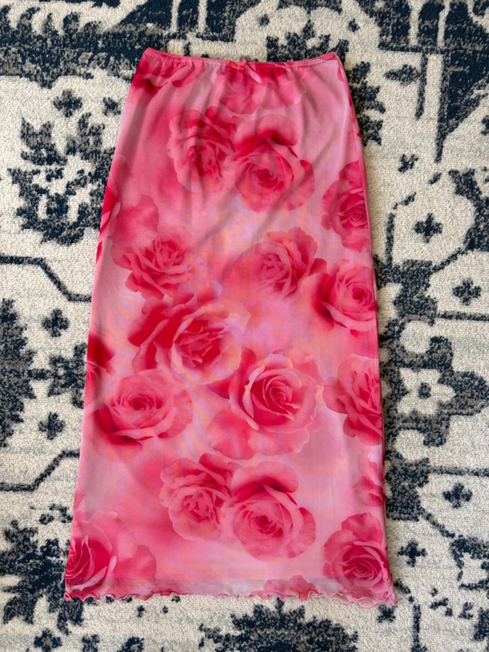 Urban Outfitters Pink Rose Print Maxi Skirt